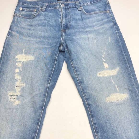 PREMIUM MENS UNIQLO DISTRESS STRAIGHT JEANS 33x32 😎 - Picture 3 of 9